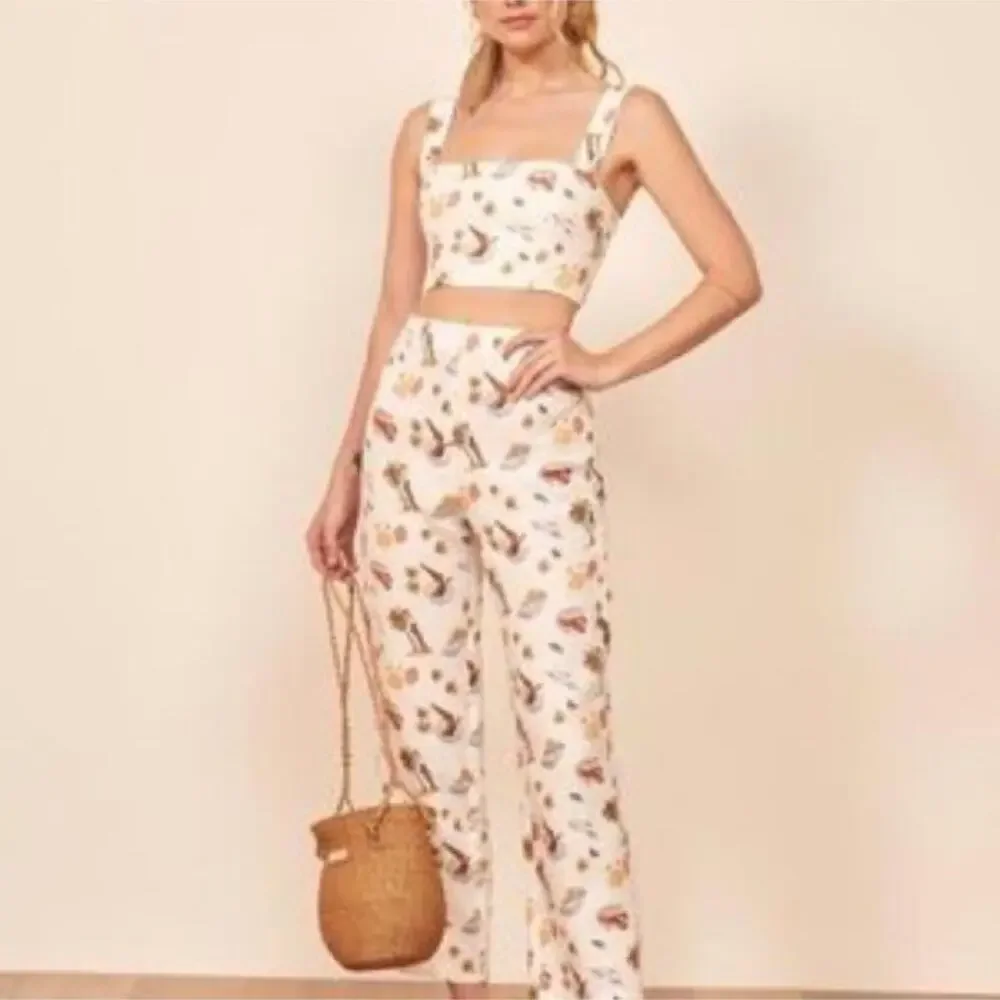 Reformation beach print linen pants
